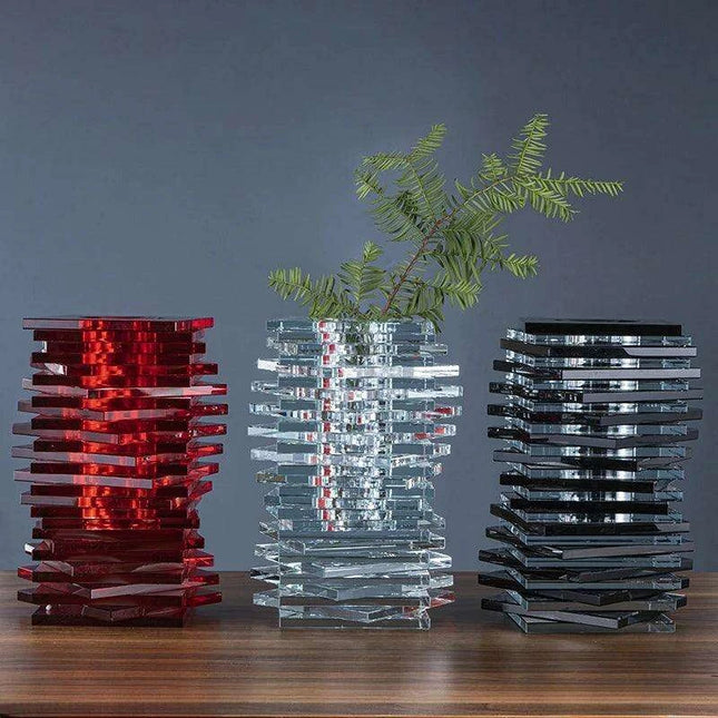 Sophisticated Geometric Crystal Glass Vase Set for Stylish Floral Arrangements