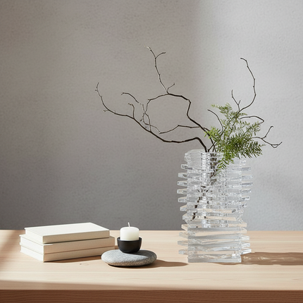 Geometric Crystal Glass Vase Duo for Elegant Flower Decor