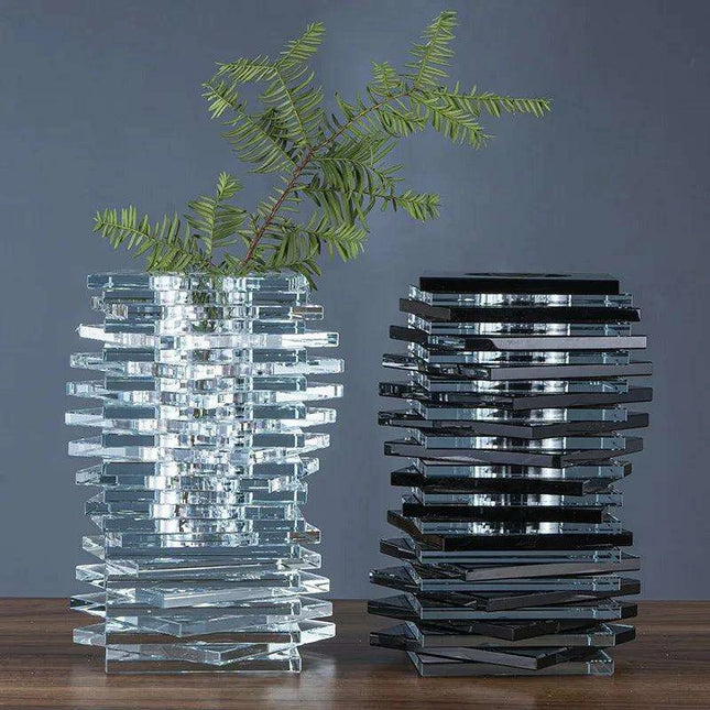 Sophisticated Geometric Crystal Glass Vase Set for Stylish Floral Arrangements