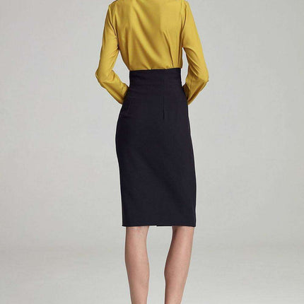 Sophisticated Gold Embellished Knee Length Pencil Skirt - Très Elite