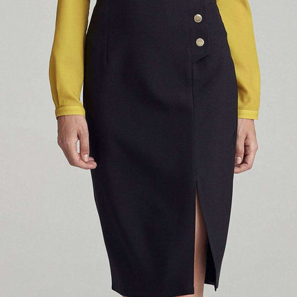 Sophisticated Gold Embellished Knee Length Pencil Skirt - Très Elite