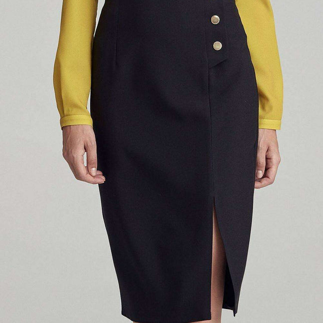 Sophisticated Gold Embellished Knee Length Pencil Skirt