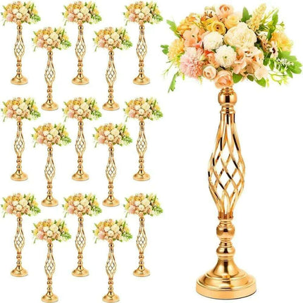 Sophisticated Gold Metal Floral Displays - 20-Piece Wedding Centerpiece Set..