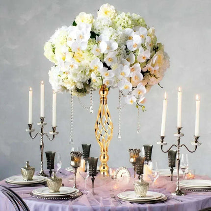 Sophisticated Gold Metal Floral Displays - 20-Piece Wedding Centerpiece Set - Très Elite