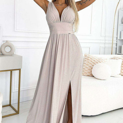 Sophisticated Green Brocade Evening Gown by Numoco