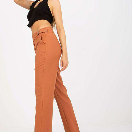 Sophisticated High-Waisted Straight Leg Trousers for Women with Fashionable Belt - Très Elite
