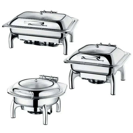 Sophisticated Hydraulic Stainless Steel Catering Chafing Dish Set for Upscale Events - Très Elite