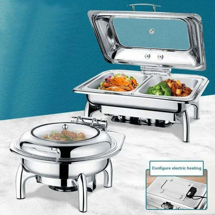 Sophisticated Hydraulic Stainless Steel Catering Chafing Dish Set for Upscale Events - Très Elite