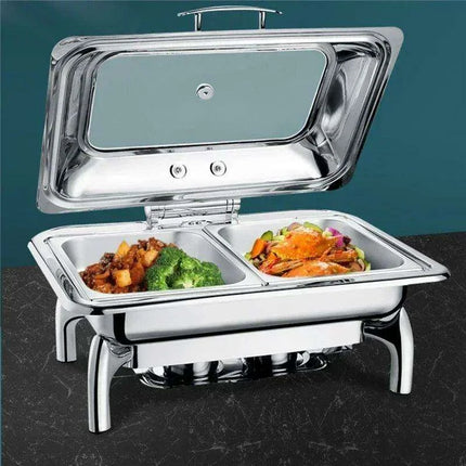 Sophisticated Hydraulic Stainless Steel Catering Chafing Dish Set for Upscale Events - Très Elite