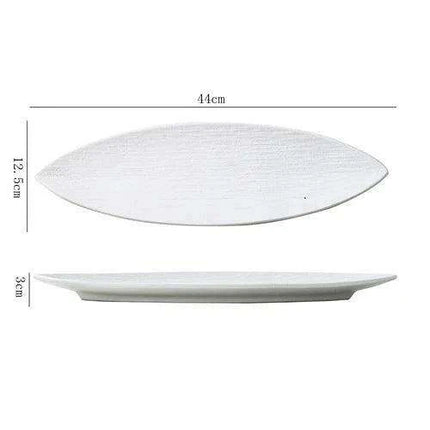 Sophisticated Japanese Ceramic Leaf Plate with Textured Finish and Gold Trim - Perfect for Elegant Dining - Très Elite