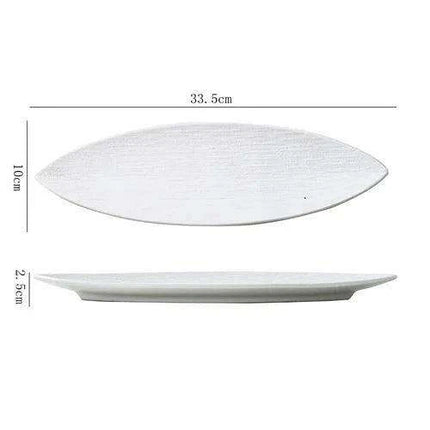 Sophisticated Japanese Ceramic Leaf Plate with Textured Finish and Gold Trim - Perfect for Elegant Dining - Très Elite