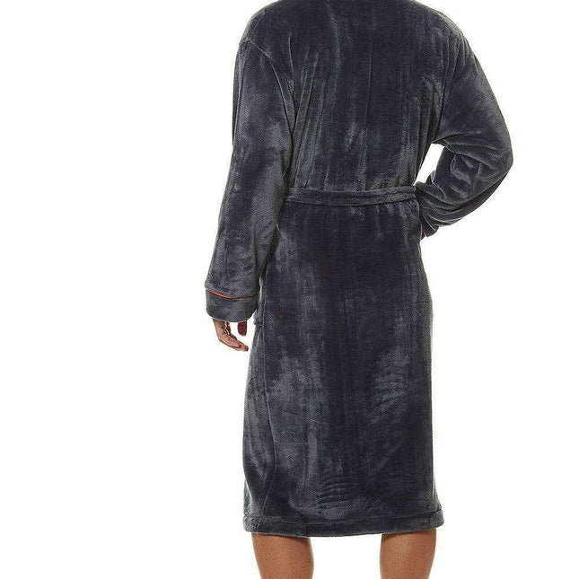 Sophisticated Knit Men's Lounge Robe with Functional Pockets