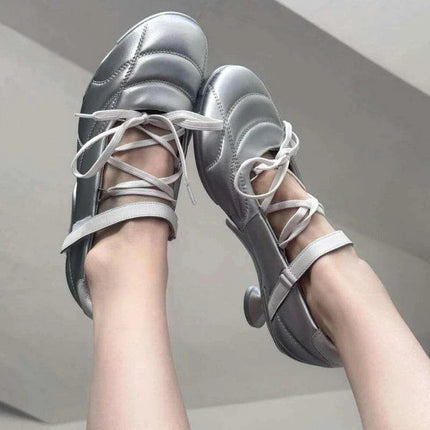 Sophisticated Lace-Up High Heel Ballet Flats for Women in Trendy Solid Shades - Très Elite