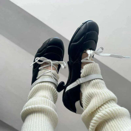 Sophisticated Lace-Up High Heel Ballet Flats for Women in Trendy Solid Shades - Très Elite