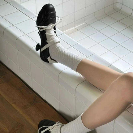 Sophisticated Lace-Up High Heel Ballet Flats for Women in Trendy Solid Shades - Très Elite