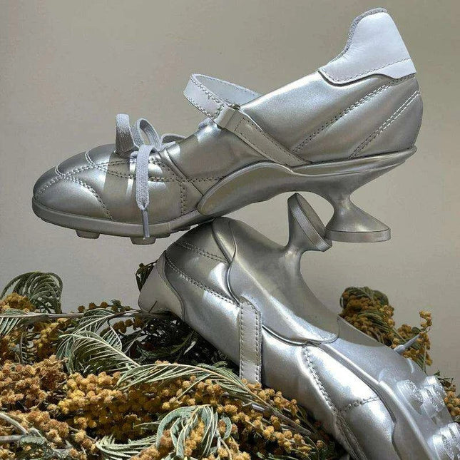 Sophisticated Lace-Up High Heel Ballet Flats for Women in Trendy Solid Shades