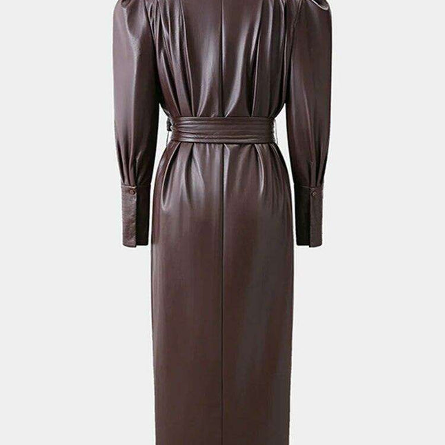 Sophisticated Lace-Up Petite Trench Coat with Elegant POLO Neck