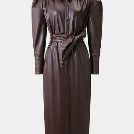 Sophisticated Lace-Up Petite Trench Coat with Elegant POLO Neck