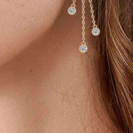 Sophisticated Layered Chain Earrings with 1.2 Carat Lab-Diamonds: Embrace Timeless Elegance