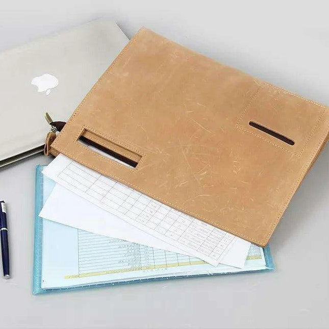 Sophisticated Leather Briefcase and Clutch Set with Unique Crazy Horse Features