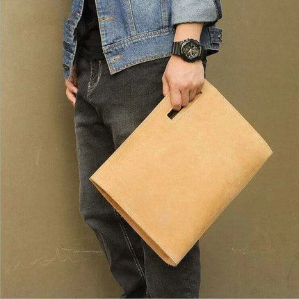 Sophisticated Leather Briefcase and Clutch Set with Unique Crazy Horse Features - Très Elite