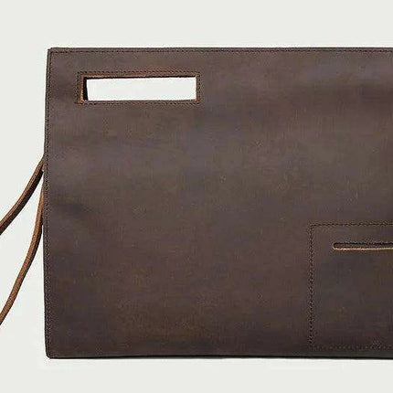 Sophisticated Leather Briefcase and Clutch Set with Unique Crazy Horse Features - Très Elite