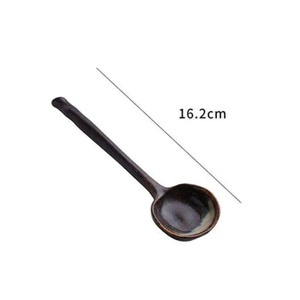 Sophisticated Long-Handled Japanese Ceramic Spoon for Soups, Ramen, and Rice - Essential Culinary Accessory - Très Elite