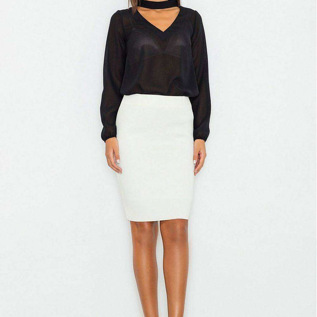 Sophisticated Long Sleeve Blouse with Distinctive Cheese Neckline and Trendy Sash - A Classic Elegance Essential