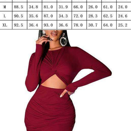 Sophisticated Long-Sleeve Bodycon Dress with Stylish Cropped Hem and Flattering Fit - Très Elite