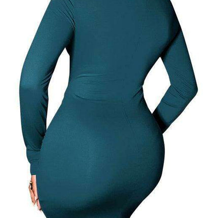 Sophisticated Long-Sleeve Bodycon Dress with Stylish Cropped Hem and Flattering Fit - Très Elite