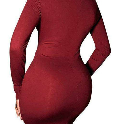 Sophisticated Long-Sleeve Bodycon Dress with Stylish Cropped Hem and Flattering Fit - Très Elite