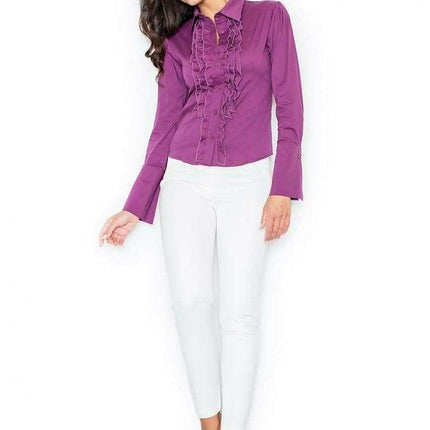 Sophisticated Long Sleeve Button-Up Shirt with Unique Jabot Accent - Très Elite