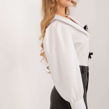 Sophisticated Long Sleeve Cotton Blouse with Stylish Collar for Women - Très Elite