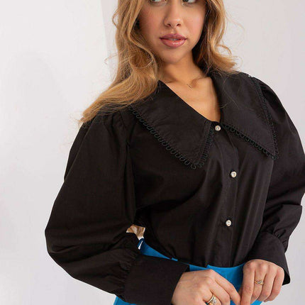 Sophisticated Long Sleeve Cotton Blouse with Stylish Collar for Women - Très Elite