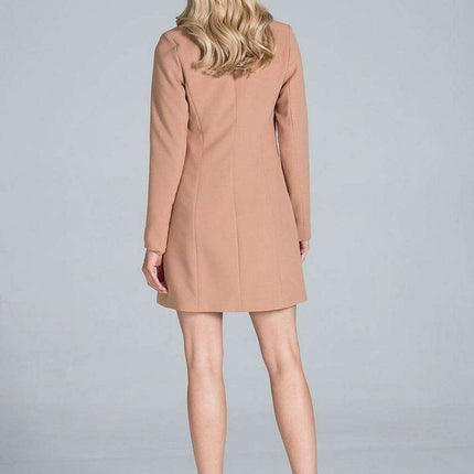 Sophisticated Long-Sleeve Jacket Dress with Practical Pockets - Très Elite