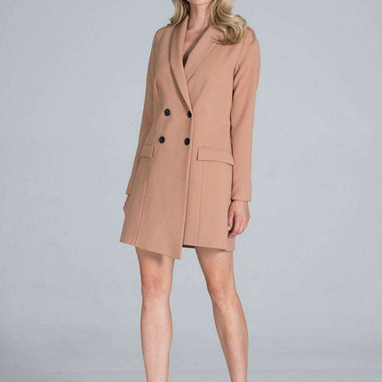 Sophisticated Long-Sleeve Jacket Dress with Practical Pockets - Très Elite