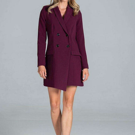 Sophisticated Long-Sleeve Jacket Dress with Practical Pockets
