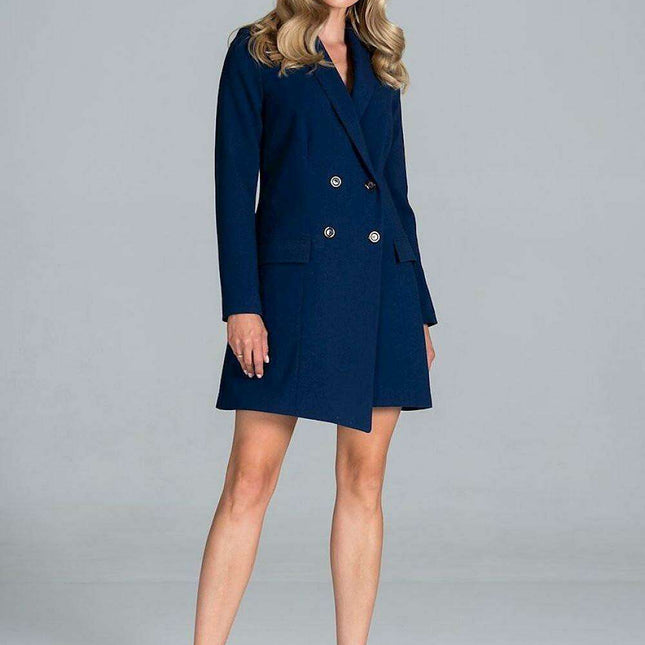 Sophisticated Long-Sleeve Jacket Dress with Practical Pockets