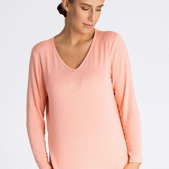 Sophisticated Long Sleeve V-Neck Top in Premium Viscose Blend