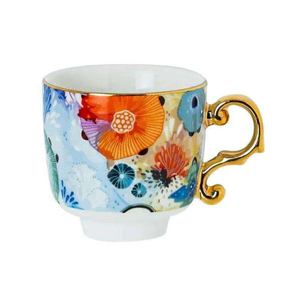 Sophisticated Marine-Inspired Italian Espresso and Tea Collection with Opulent Gold Handles - Très Elite