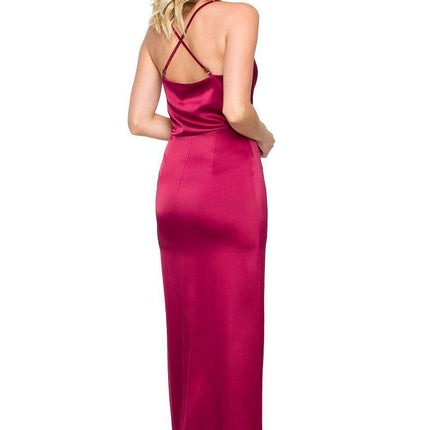 Sophisticated Maxi Gown with Elegant Neckline and Dramatic Slit - Très Elite