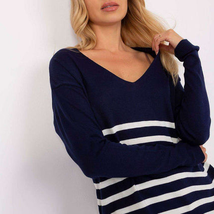 Sophisticated Melange Striped Long-Sleeve Knitwear