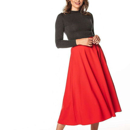Sophisticated Mid-Calf Skirt with Chic Zipper Accent