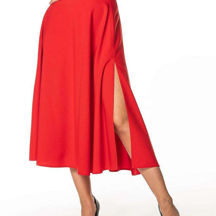 Sophisticated Mid-Calf Skirt with Chic Zipper Accent