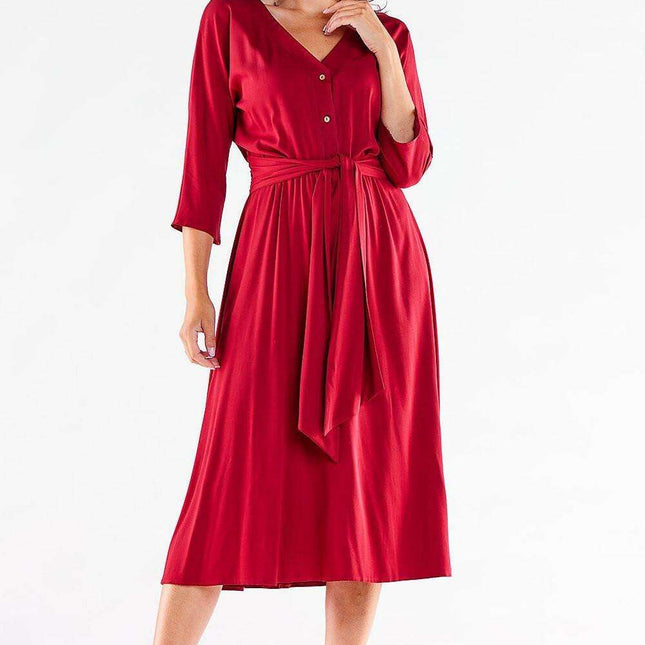 Sophisticated Midi Dress with Elegant Belt - Perfect for Any Event