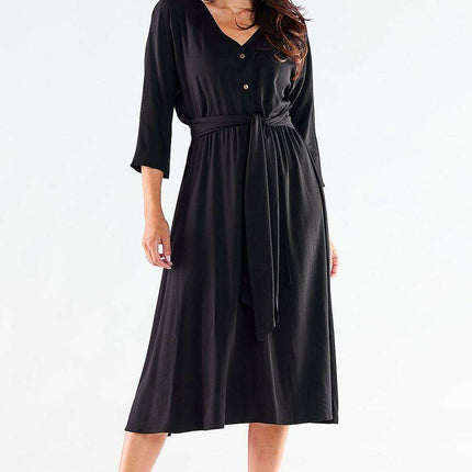 Sophisticated Midi Dress with Elegant Belt - Perfect for Any Event - Très Elite