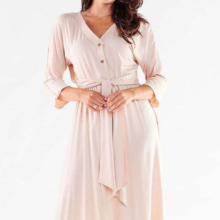 Sophisticated Midi Dress with Elegant Belt - Perfect for Any Event