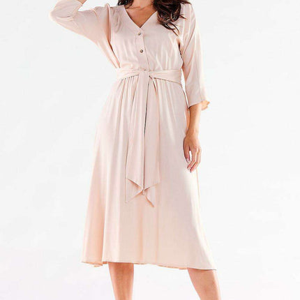 Sophisticated Midi Dress with Elegant Belt - Perfect for Any Event - Très Elite