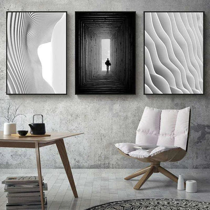 Sophisticated Nordic Monochrome Abstract Architectural Canvas - Exclusive Edition Charm - Très Elite