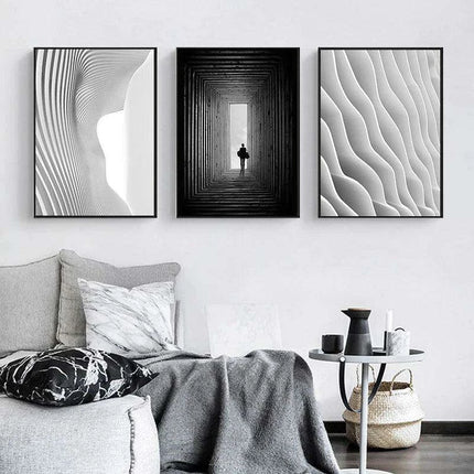 Sophisticated Nordic Monochrome Abstract Architectural Canvas - Exclusive Edition Charm - Très Elite